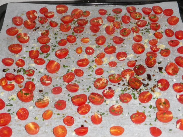 langtidsbagte tomater - før bagning