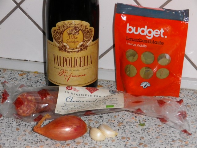 Chorizo-i-rødvin-ingredienser